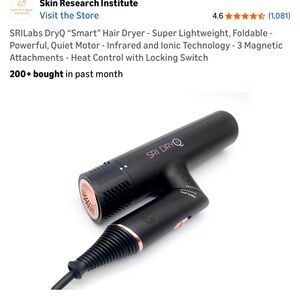 SRI DRYQ infrared Black & Rose Gold Travel Hair Dryer